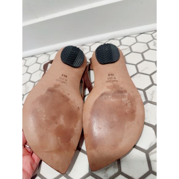 Brown Leather Split-Toe Flats with Bow Detail - Picture 9 of 12